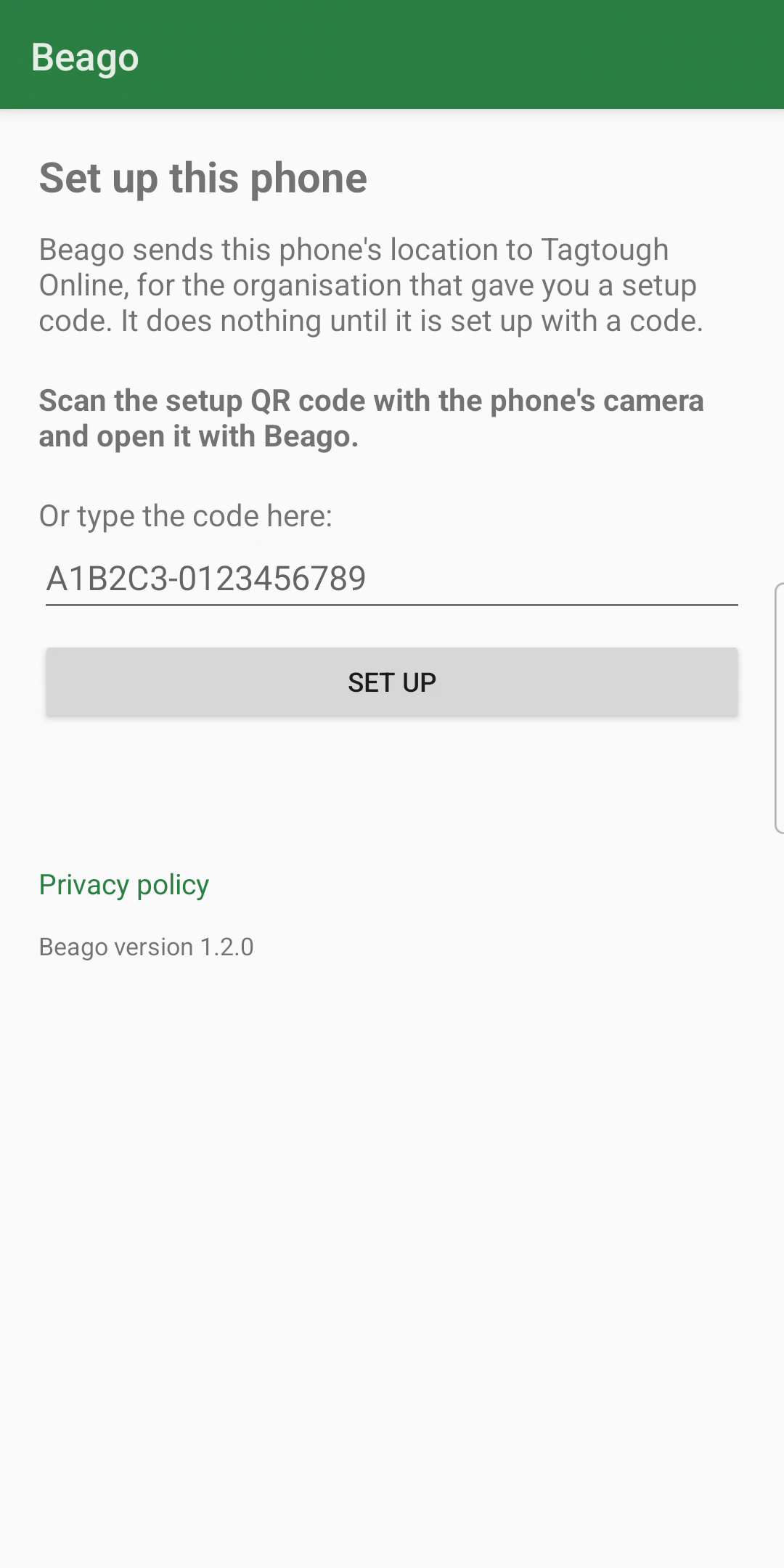 Setting up a phone with a QR code or setup code