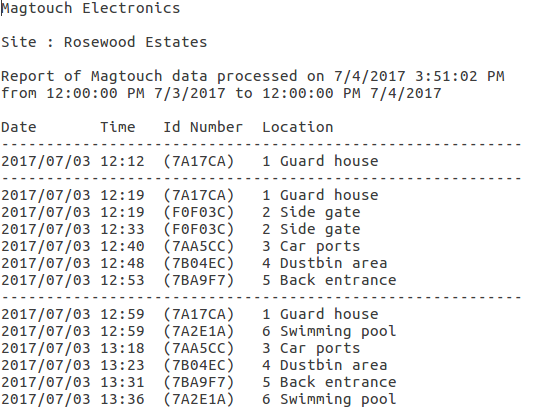 Detailed clocking report in text format, easy to edit